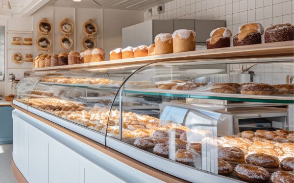 Fresh baked pastries on counter
